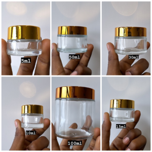 Clear Glass Jar with Gold Cap ( ALL SIZES)