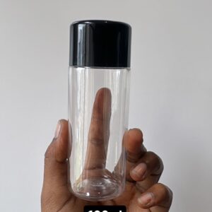 100ml clear pet bottle + black cap + inner