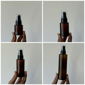 Cosmetic Sleek Amber Glass Serum Pump Bottle - 20ml, 30ml, 50ml, 100ml