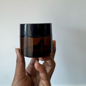 100g Amber Glass Jar + Black Cap + Inner Lid