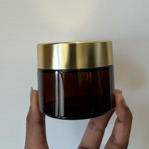 100g Amber Glass Jar + Matte Gold Cap + Inner Lid