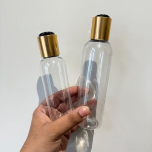 Cosmetic Boston Pet Bottle + Gold Disc Cap - (100ml/ 200ml)